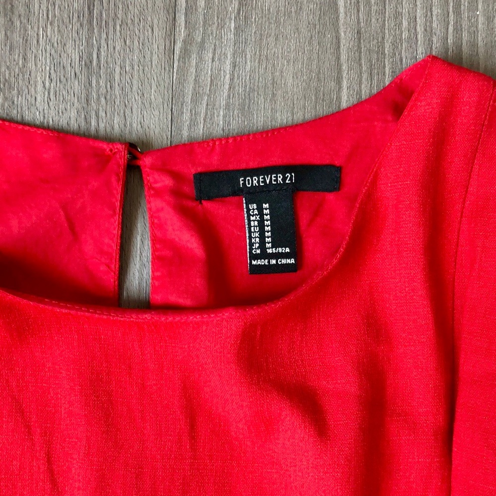 Adorable F21 Red Ruffle Mini Dress - Picture 3 of 8
